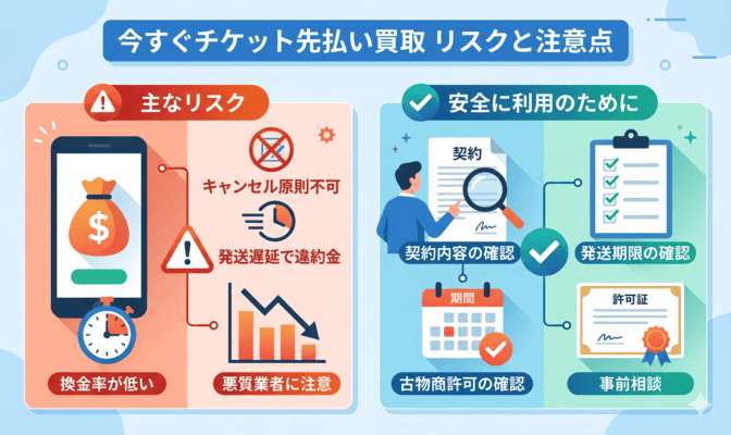 今すぐチケット先払い買取の注意点とリスク