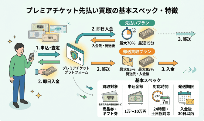 プレミアチケット先払い買取の基本情報とスペック