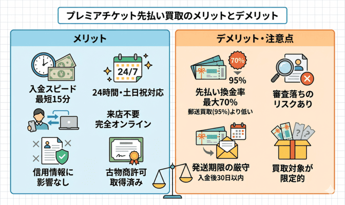 プレミアチケット先払い買取のメリットとデメリット
