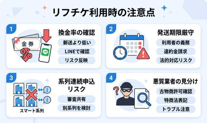 リフチケの先払い買取を利用する際の注意点