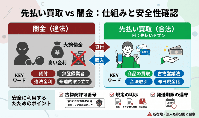 先払いセブンの先払い買取は闇金ではない?安全性を確認