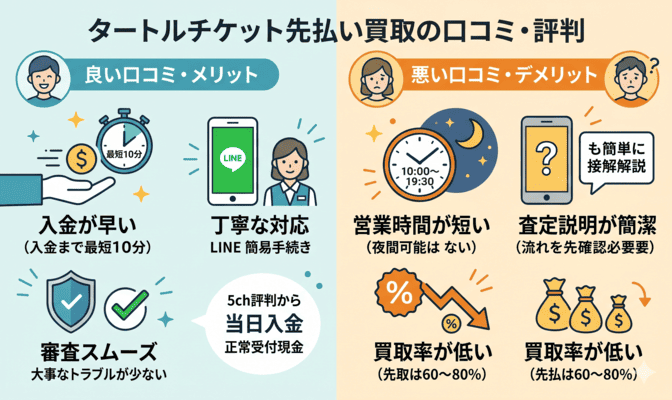 タートルチケット先払い買取の口コミ・評判