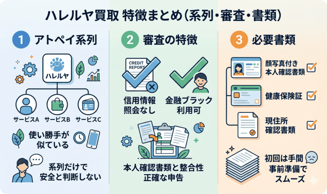 ハレルヤ買取の系列・審査と必要書類を解説