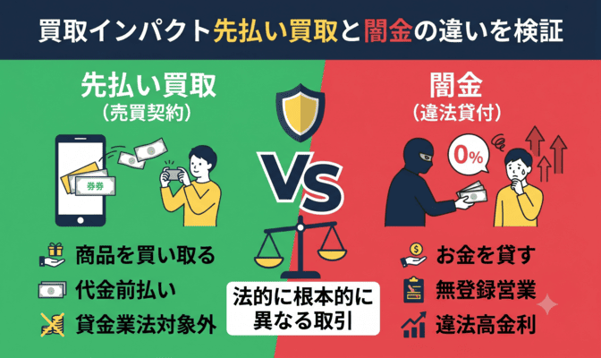 買取インパクト先払い買取と闇金の違いを検証