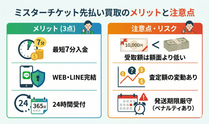 ミスターチケット先払い買取のメリットと注意点