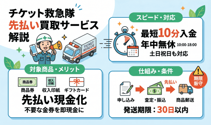 チケット救急隊の先払い買取サービスを徹底解説