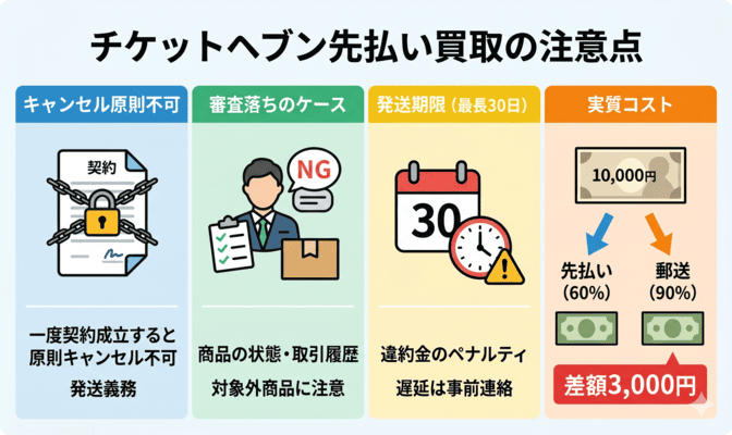 チケットヘブン先払い買取を使う際の注意点