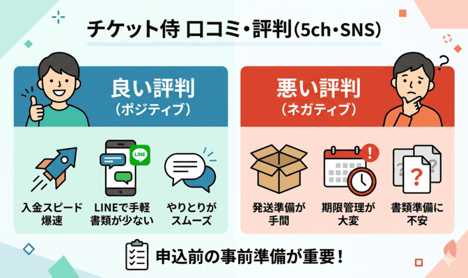 チケット侍の先払い買取の5ch口コミ・評判まとめ