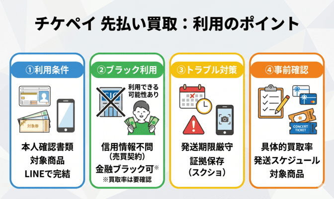 チケペイ 先払い買取の審査・条件と注意点