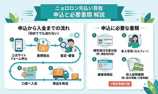ニョロロン先払い買取の申込方法と必要書類