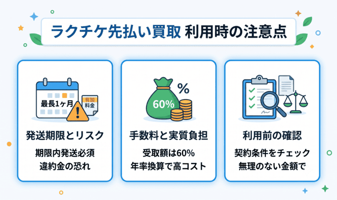 ラクチケ先払い買取の利用で気をつけたい点