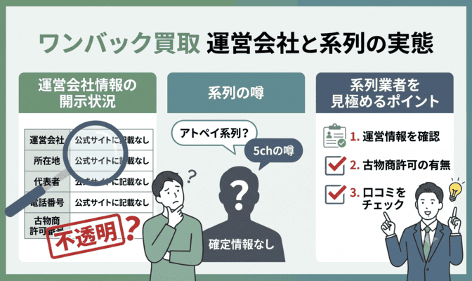 ワンバック買取の先払い買取の系列と運営会社