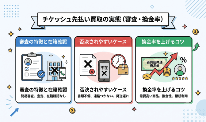 チケッシュの先払い買取の審査と換金率の実態
